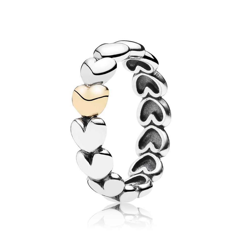 Sterling Silver and 14k gold pandora ring